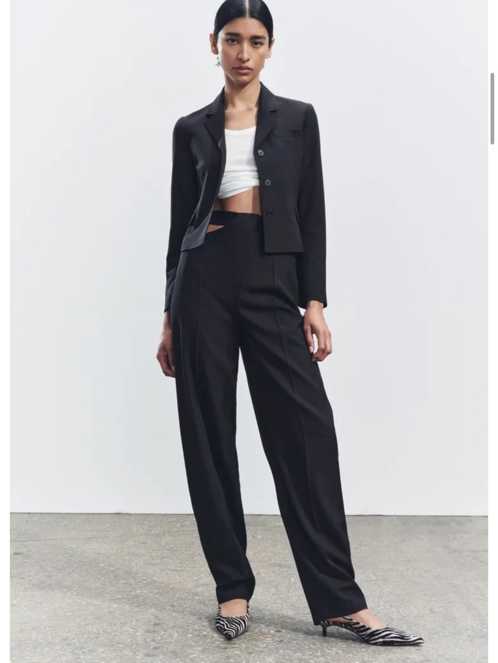 Zara Black High-Waist Wide-Leg Trousers
